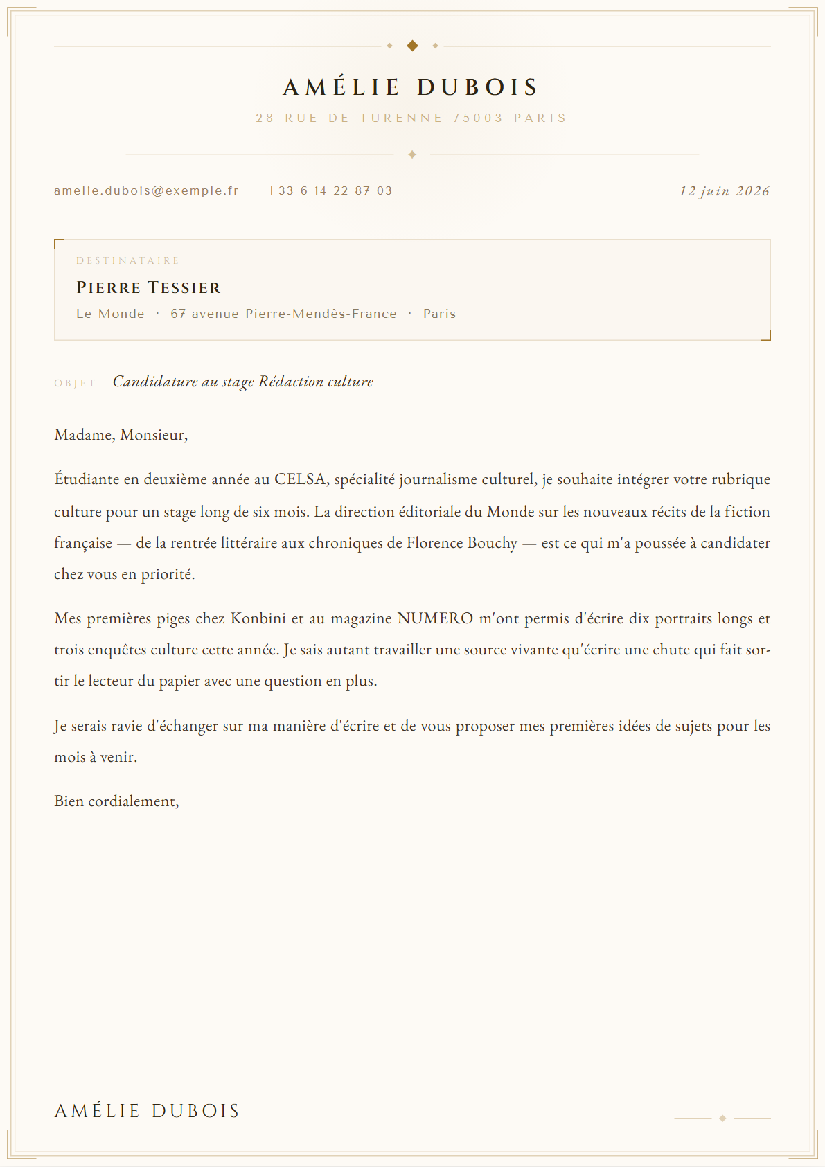 Aperçu du modèle Ivory